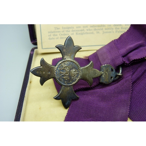 916 - A silver MBE medal, cased