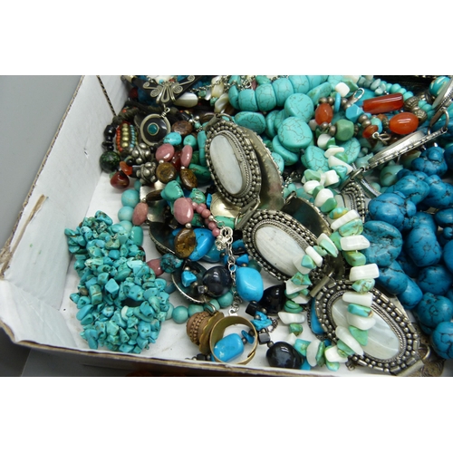 936 - A collection of costume jewellery including turquoise