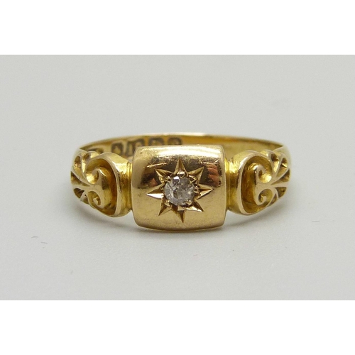 983 - An antique 18ct gold and diamond ring,  Birmingham 1902, 2.6g, L