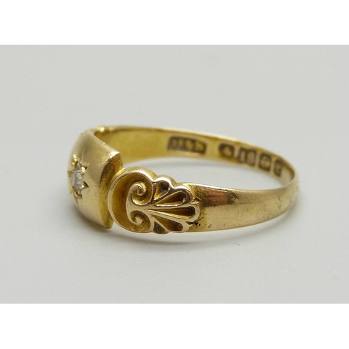 983 - An antique 18ct gold and diamond ring,  Birmingham 1902, 2.6g, L