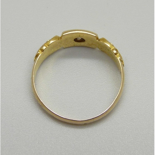 983 - An antique 18ct gold and diamond ring,  Birmingham 1902, 2.6g, L