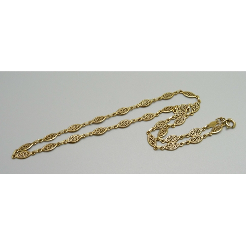 985 - A 9ct gold necklace, 6.8g, 45cm