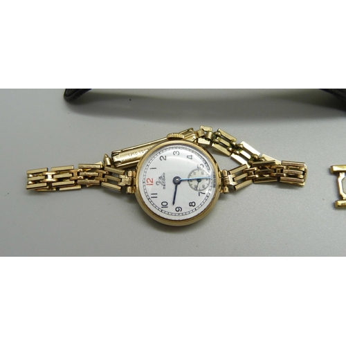 988 - A collection of wristwatches including a lady's 9ct gold cased Record wristwatch on a rolled gold st... 