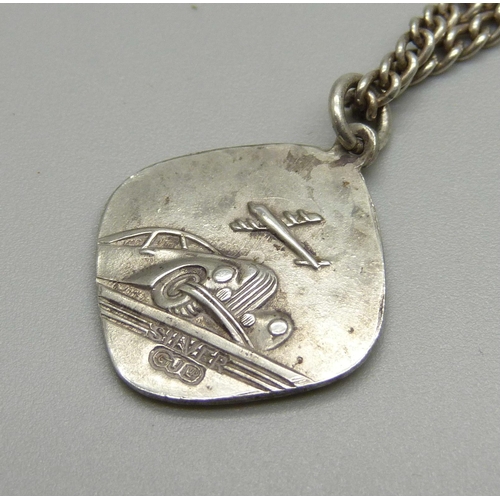 997 - A Georg Jenson silver St. Christopher pendant and chain with decoration on both sides, 11g