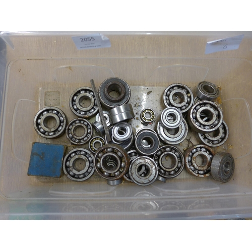 2055 - Box of assorted machine bearings