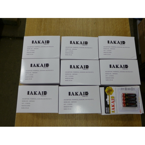 2096 - Box of Akai AAA batteries - 9 boxes, each containing 12 packs of 4 batteries