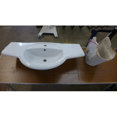 2243 - bathroom wall mounting vanity basin with pedestal base