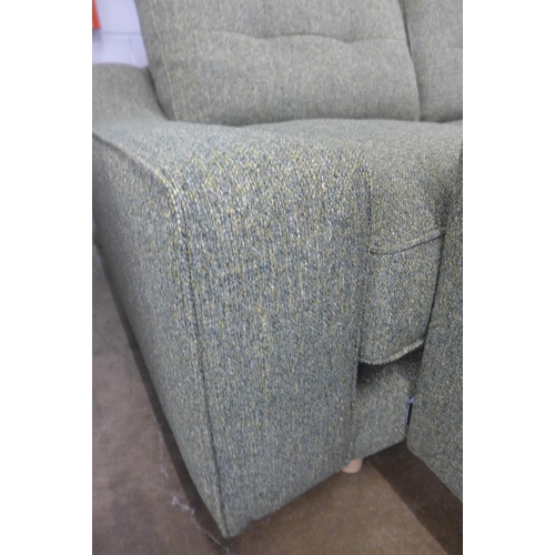 1413 - A Grand Designs sage green upholstered three seater and two seater sofa