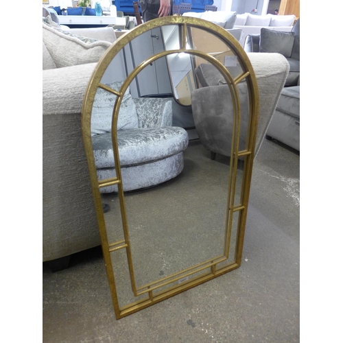 1417 - A gold arched garden mirror