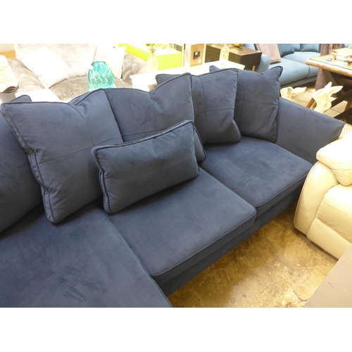 1463 - A midnight blue velvet RHF corner sofa