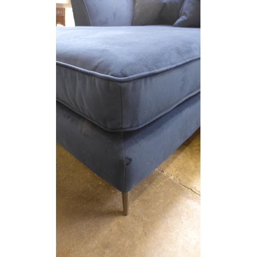 1463 - A midnight blue velvet RHF corner sofa