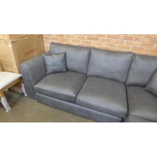 1509 - A grey vegan leather five seater corner sofa