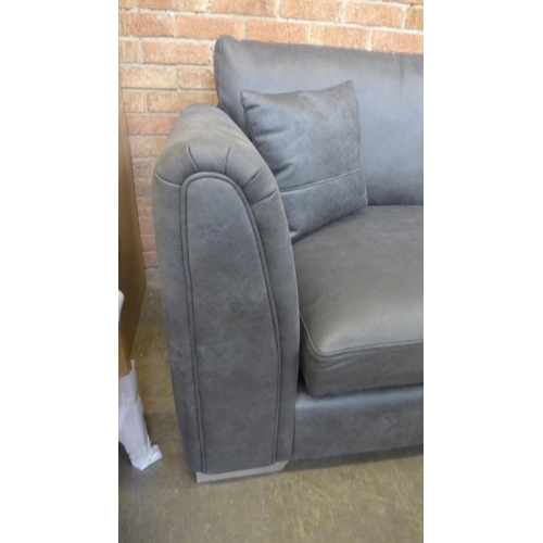 1509 - A grey vegan leather five seater corner sofa