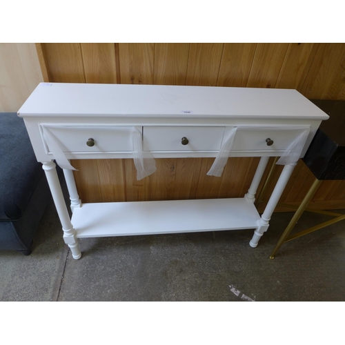 1538 - A white three drawer console table