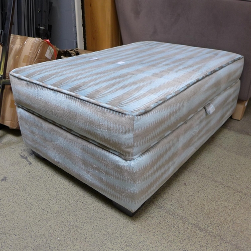 1602 - A grey and blue velvet patterned ottoman footstool