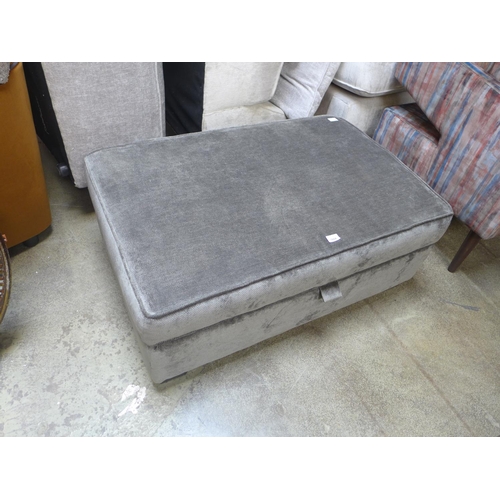 1604 - An ash grey fabric ottoman rectangular footstool