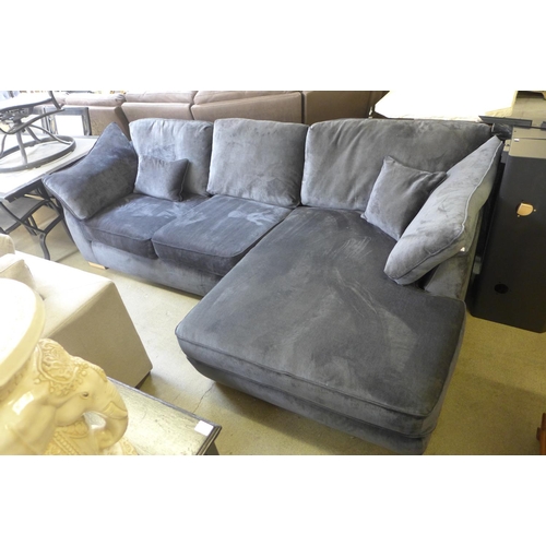 1610 - A midnight blue velvet RHF corner sofa