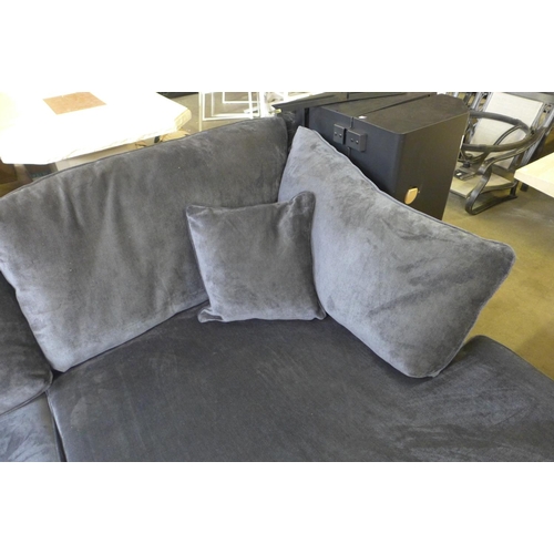 1610 - A midnight blue velvet RHF corner sofa