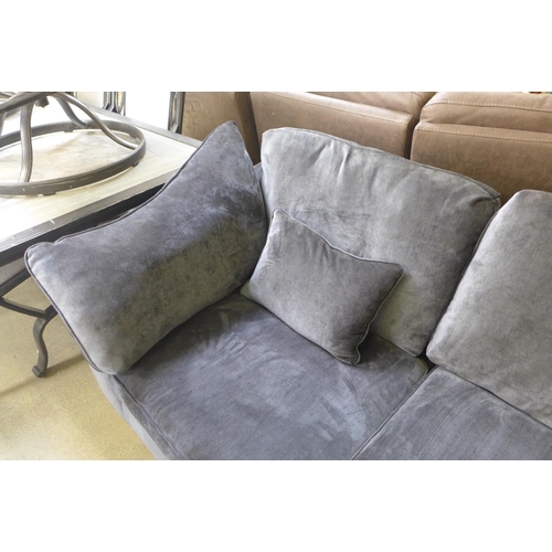 1610 - A midnight blue velvet RHF corner sofa