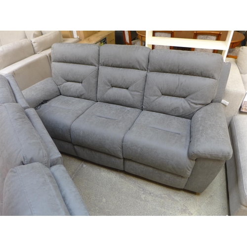 1629 - Justin Grey three Seater Power Recliner sofa, Original RRP £999.99 + VAT - damaged cable one one sid... 