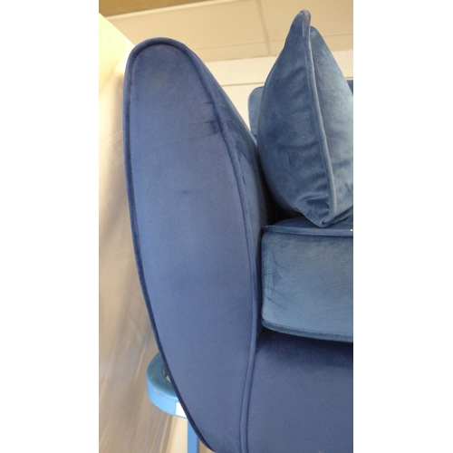 1661 - A Hoxton deep ocean blue velvet three seater sofa