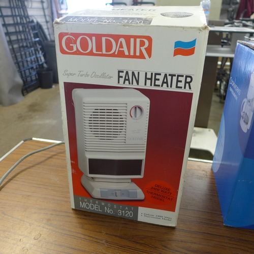 2284 - Cook works coffee machine & gold air fan heater