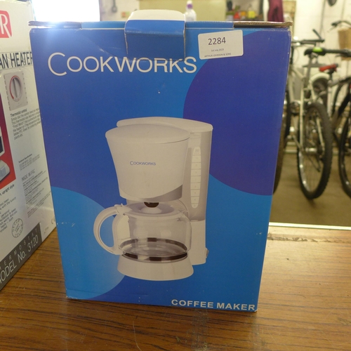 2284 - Cook works coffee machine & gold air fan heater