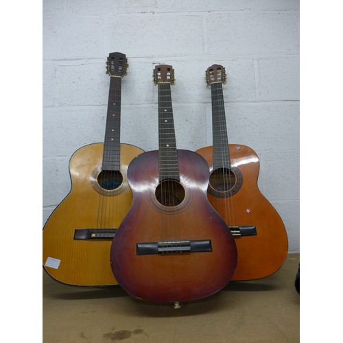 2077 - 3 acoustic Guitars- Encore ENC30S,Valencia, and via3