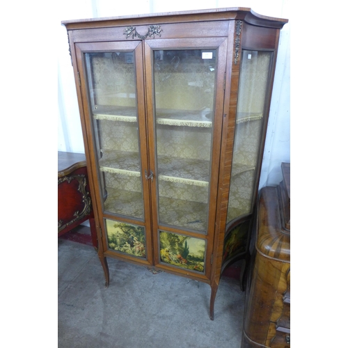 119 - A French Louis XV style mahogany Vernis Martin vitrine