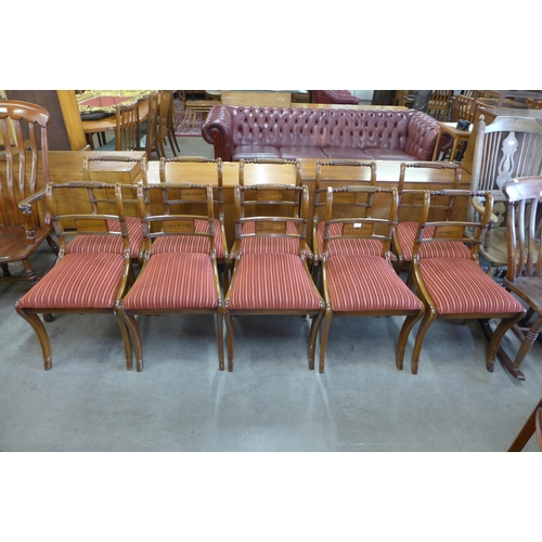 149 - A set of ten Regency style inlaid mahogany dining chairs