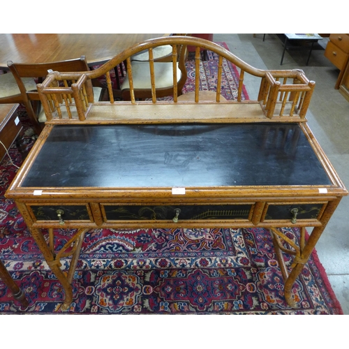 15 - A bamboo and black lacquered chinoiserie desk