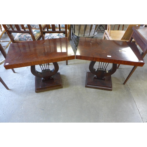 160 - A pair of Art Deco style simulated rosewood lamp tables