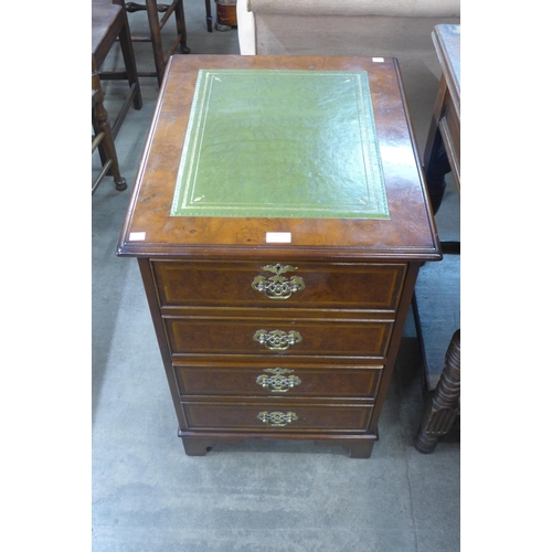 179 - A Charles Lowe burr walnut leather topped filing cabinet