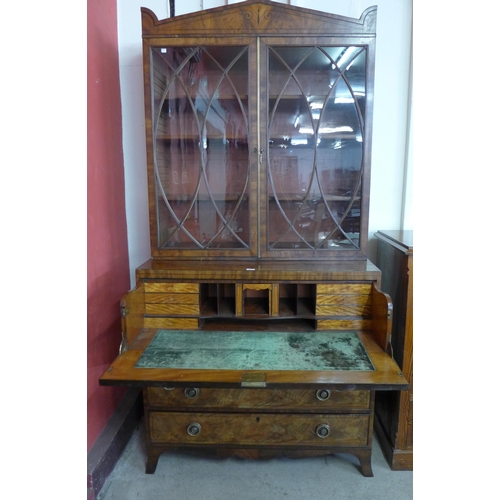 20 - A Regency inlaid mahogany secretaire bookcase