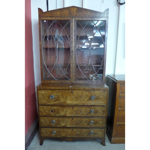 20 - A Regency inlaid mahogany secretaire bookcase