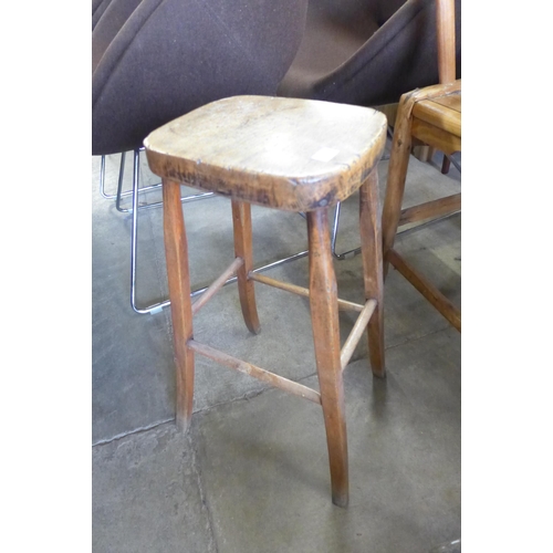 200 - A Chinese pine chair and an a beech stool