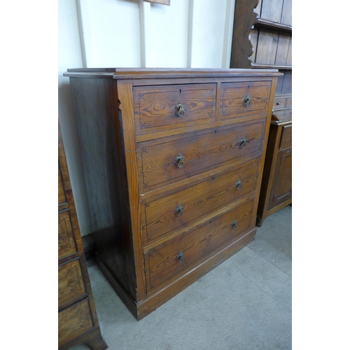 21 - A Victorian Aesthetic Movement pitch pine chest of drawers