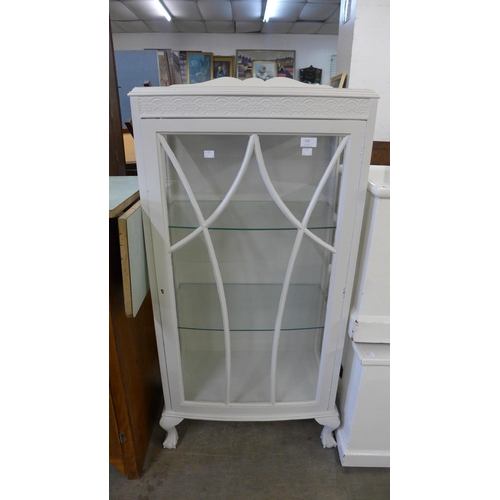 210 - A painted display cabinet and a small mahogany folding table