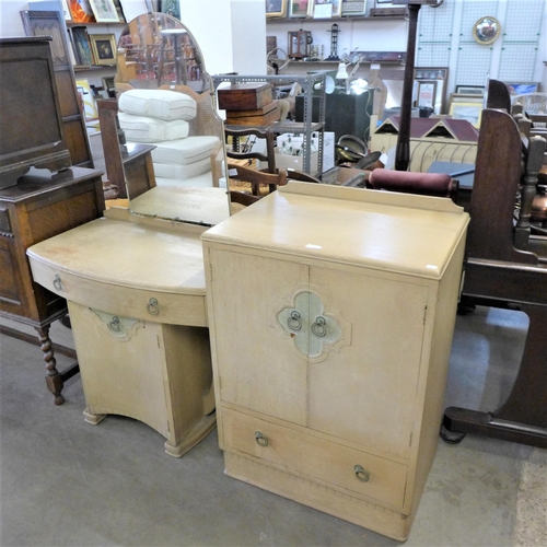 214 - An Art Deco limed oak two piece bedroom suite