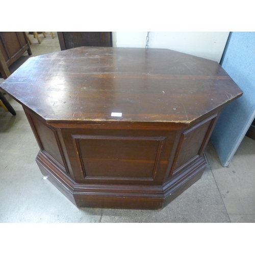 260 - A Victorian style mahogany mahogany octagonal plinth and a display cabinet, a/f