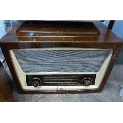 280 - Two vintage valve radios and a record player