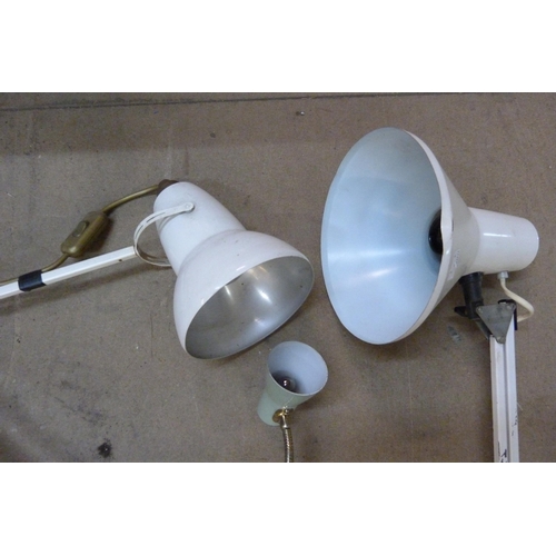 308 - A Herbert & Terry Ltd. white metal anglepoise desk lamp and two others