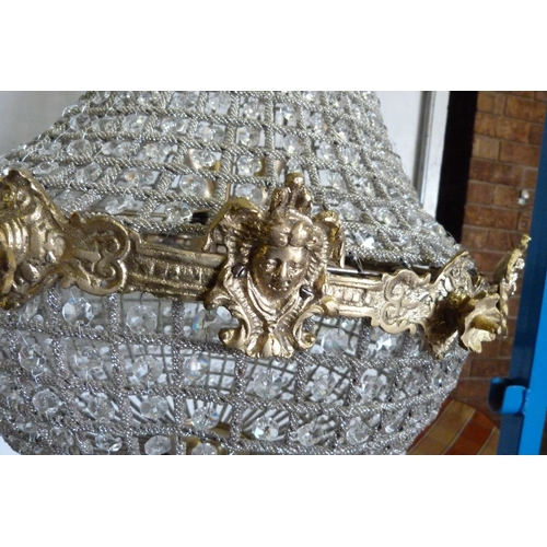 312 - A pair of French Empire style bag shaped chandeliers