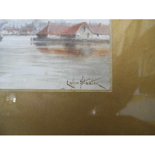 327 - Louis van Staaten (1836-1909), coastal scene, watercolour, framed