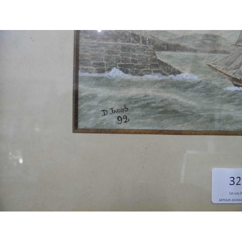 329 - D. Jacob, pair of marine landscapes, watercolour, framed