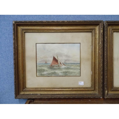 329 - D. Jacob, pair of marine landscapes, watercolour, framed