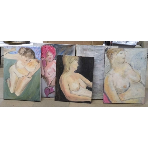 349 - Terance Oram, large quantity of mainly nude studies, oil on canvas, unframed