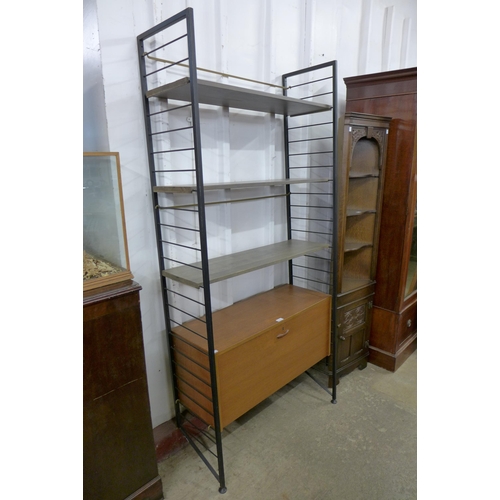 53B - A Staples teak and black metal single bay Ladderax room divider