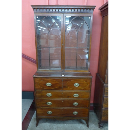 6 - A Regency inlaid mahogany secretaire bookcase