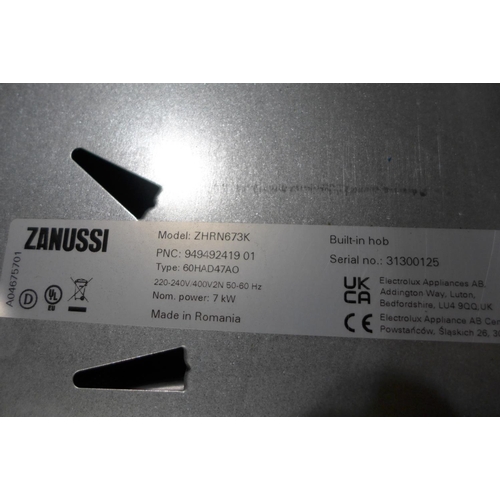 3022 - Zanussi Ceramic 4 Zone Hob - (Damaged/Chipped) H1xW590xD520model no  ZHRN673K , Original RRP £215.83... 